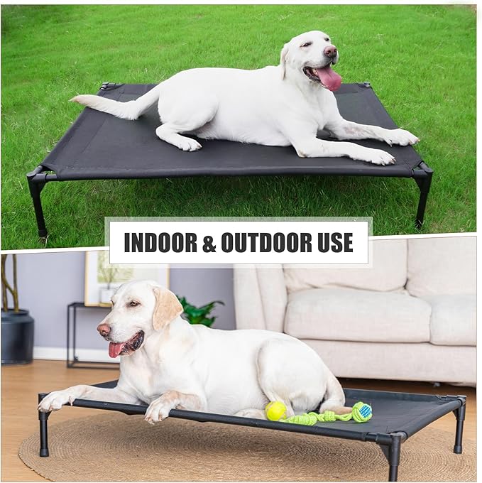Elevated Dog Bed for Large Dogs - Heavy Duty, Recyclable Mesh, Fits Up to 150 LBs - Indoor & Outdoor, Green