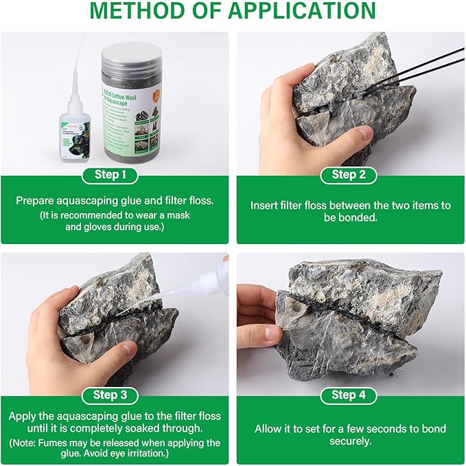 Cotton Wool for Aquascape- Gap Filler Cotton for Rocks & Wood | Aquarium Safe Bonding Material | Secure Adhesive Helper (Brownish red(Driftwood Color))