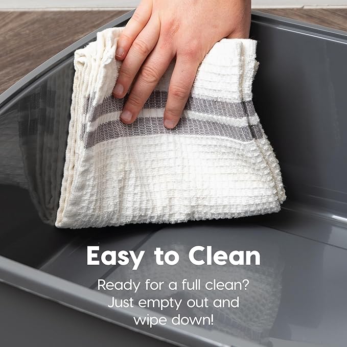 IRIS USA XX-Large Cat Litter Box, Open Top Extra Large Litter Box for Big Cats and Multi-Cat Households, High Sided Scatter Shield, Easy to Clean, 30" L x 20" W x 14" H, Gray