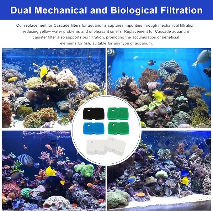 16 PCS Replacement Canister Filter Pad Compatible with Pennplax Cascade 1200/1500 CCF4UL/CCF5UL, Aquarium Sponge Media Parts Canister Filter Floss Pads for Fish Tank