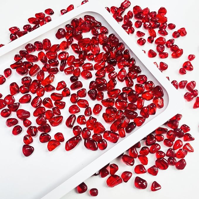 Glass Stones, 0.85LB/385g Red Aquarium Gravel Rocks, Red Pebbles for Fish Tank, Sea Glass for Vase Filler Craft