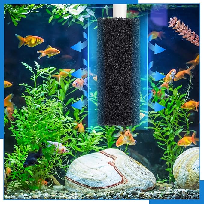 12 Pack 5.9'' Big Pre-Filter Sponge Foam Replacement Filtration Kit for Aquarium, 0.8" Intake Shrimp Fry Fish Tank Filter, Replacement Foam Cover