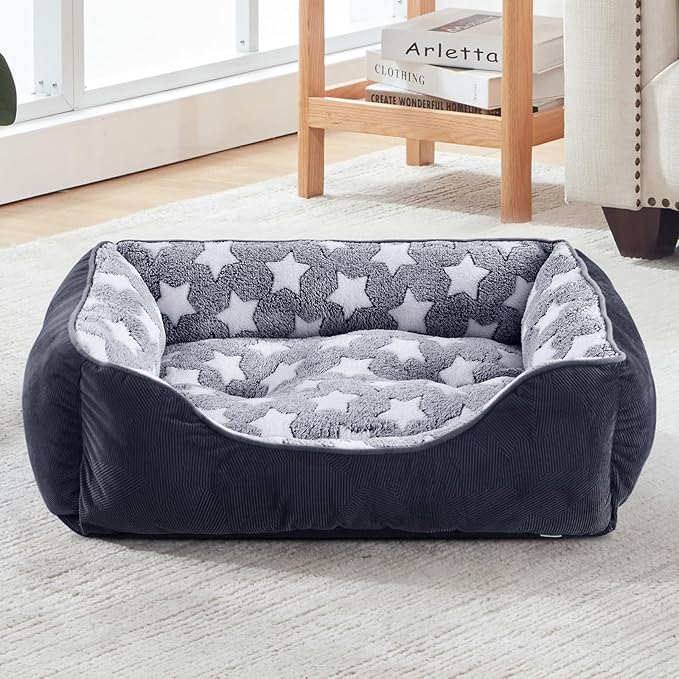 GASUR Medium Dog Beds for Medium Size Dogs, Orthopedic Dog Bed Sofa, Washable Pet Beds Cuddler Anti-Slip Bottom, Soft Calming Sleeping Warming Puppy Bed (M (30"x 24"x 9"), Black)