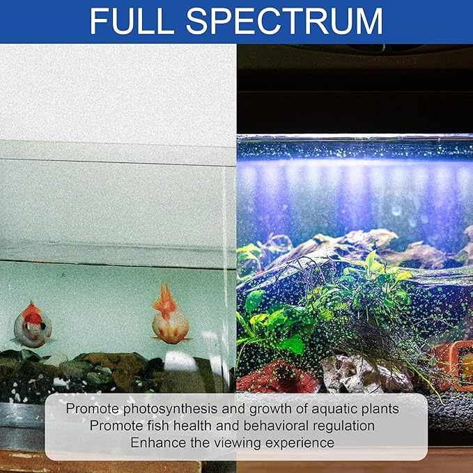 Led Aquarium Light, Full Spectrum Fish Tank Lights, Small 5/10 Gallon Freshwater Fishtank Hood Lighting for Grow Fish, Plants, Adjustable from 12 to 16 Inch