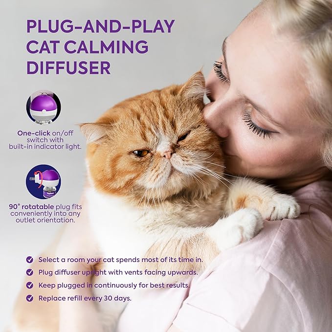Cat Pheromones Calming Diffuser: Premium Pheromone Diffuser for Cats - Cat Pheromones Diffuser - Cat Calming Diffuser - Cat Calming Pheromone Diffuser, 2 Pack (Purple)