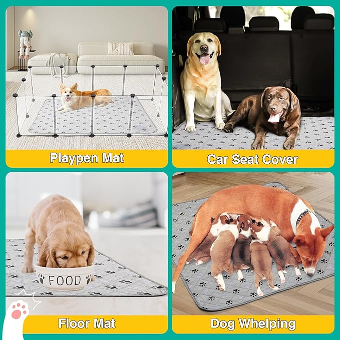 5 Pack Large 36"X41"Washable Pee Pads for Dogs Super Absorbent Dog Training Pads Non-Slip Waterproof Pet Training Pads Mats Whelping Pads for Dogs Cats Puppy