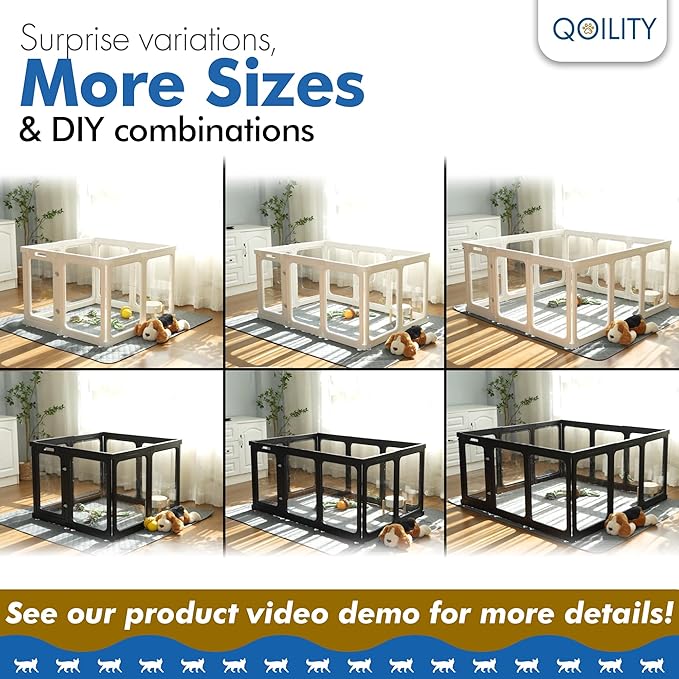 Clear Dog Playpen Indoor, Effectively Relieves Pet Anxiety, Suitable for Most Dogs, Black