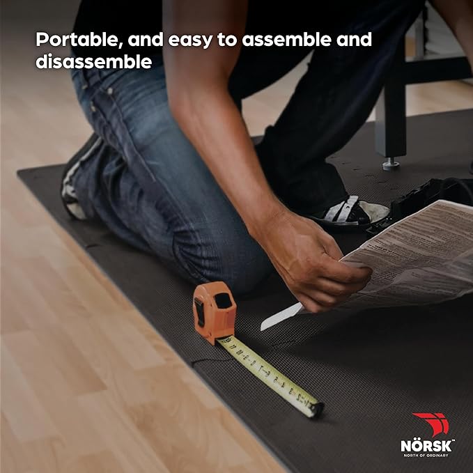Norsk Multi-Purpose Reversible Floor Mats - EVA Interlocking Foam Tiles (Gray/Black 36 Tiles - 144 sq. Ft. 1/2" Thick)