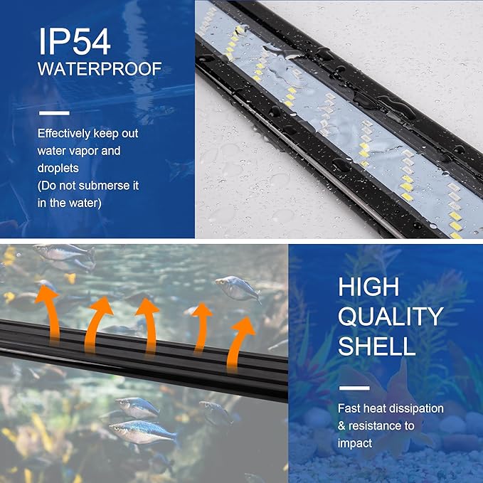 Led Aquarium Light, Full Spectrum Fish Tank Lights, Small 5/10 Gallon Freshwater Fishtank Hood Lighting for Grow Fish, Plants, Adjustable from 12 to 16 Inch