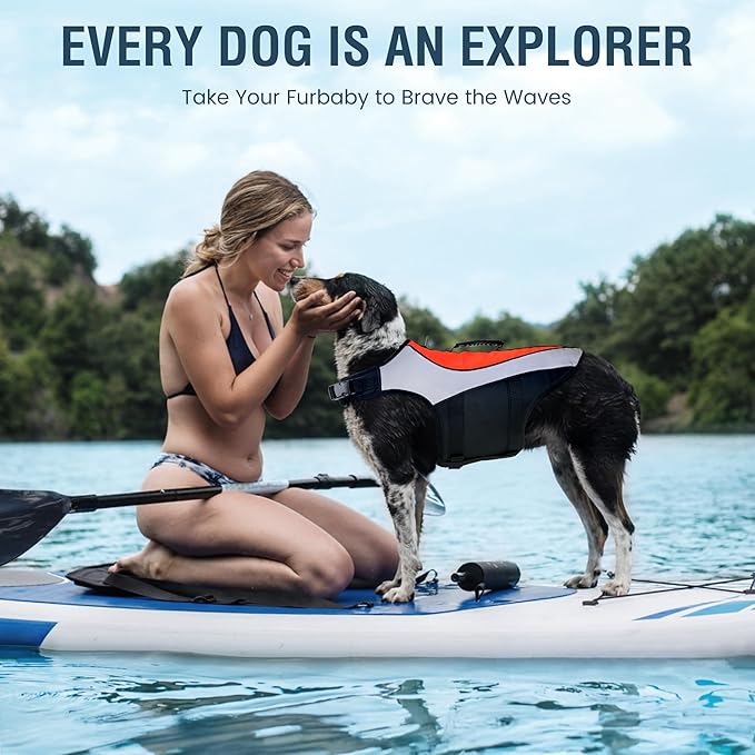 Dog Life Vest for Swimming and Boating - Adjustable Reflective Flotation Jacket, High Buoyancy Life Jacket for Dogs with Rescue Handle, Small Dog Safety Gear for Pool, Beach(S, Orange)