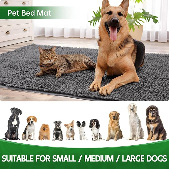 Dog Door Mat Indoor Entrance, 72" x 48" Absorbent Chenille Door Rugs for Entryway Indoor, Non-Slip Dog Mud Mat for Muddy Paws, Soft, Washable