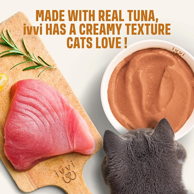 ivvi Skin & Coat for Cats β Functional Creamy Snack with Salmon Oil, Algae Oil, Zinc, Collagen & Biotin β Supports Skin and Fur Health β 30 x 0.53 oz Sachets β with Real Tuna
