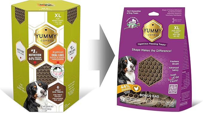 Dog Dental Treats – Vet VOHC Approved – Delicious Chicken Protein – Removes Tartar with Cleaning Comb Shape – Dental Dog Treats for Extra Large Dogs (12oz, 6 Count)