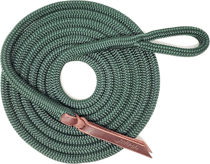 Double Braid Lead Rope with Eye Splice Loop, 12-14FT Lengths (Hunter Green, 12 ft.)