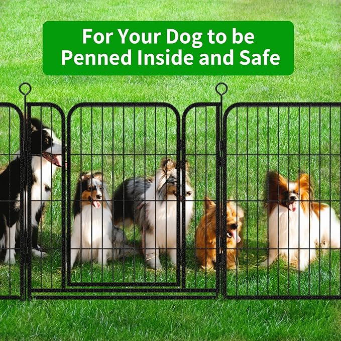 Dog Playpen Outdoor Extra Wide 24 Panels Heavy Duty Dog Fence 32" Height Anti-Rust with Doors Portable for RV Camping Yard, Total 63FT, 316 Sq.ft, Snowy Black