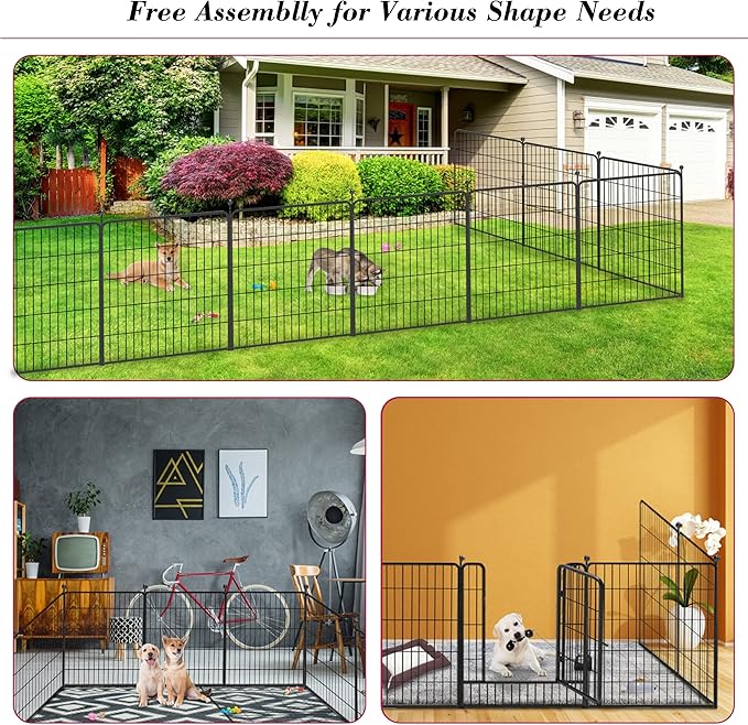 Dog Playpen 32 inch 20 Panels Indoor Outdoor Dog Pen for Medium/Small Dogs Heavy Duty Metal Dog Fence Outdoor for Yard, Puppy Playpen with Door Portable Pet Fence for RV Camping Yard