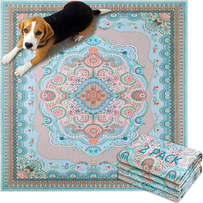 Aitmexcn Washable Pee Pads for Dogs, 72"x72" 2 Pack Reusable Puppy Pads Pet Training Pads, Super Absorbent, 100% Waterproof Dog Pee Pads, Whelping, Housebreaking, Incontinence, for Playpen