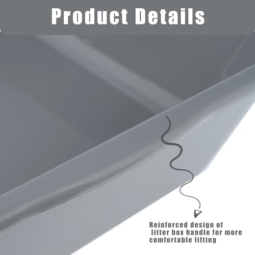 1 Pack of Extra Large Cat Litter Box (ABS Material), Low Entry Senior Litter Pen for Geriatric Kitty Big Cats, Jumbo Pet Safe Litter Boxes Tray for Pets Potty (Light Blue, 24" L x 20" W)