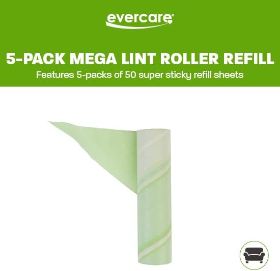 Evercare Pack of 6 10" Wide Large Surface Mega Pet Roller Refill, 50 Sheets Each (300 Sheets Total)