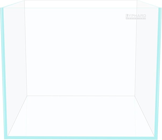 Cube Rimless Aquarium 11 Gallon, Ultra Clear Low Iron Square Fish Tank, L13.8×W13.8×H13.8 Glass Thickness 5mm with EVA Foam Leveling Mat