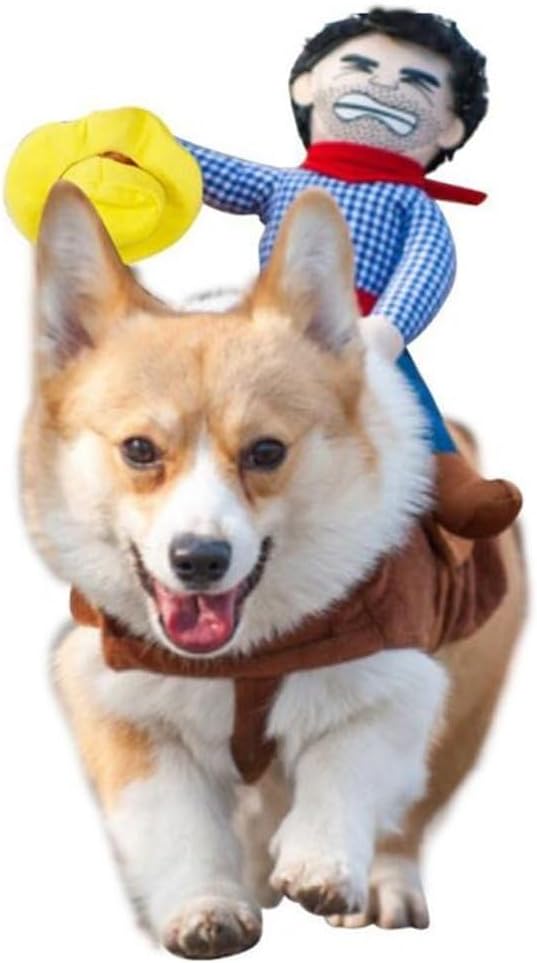 Deluxe Cowboy Rider Pet Costume - Funny Dog Halloween Outfit with Doll and Hat, Adjustable Knight Style Costume for Labs, German Shepherds, and Golden Retrievers, and More (XS)