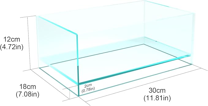 Fzone 1.7 Gal Nano Rimless Aquarium Low Iron Fish Tank NovaClear Ultra-White Translucent Glass Verso Series Nano Shallow Pond Levitating Floating Air Aquarium(A30-W18)