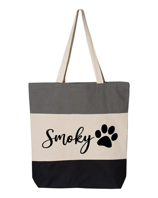 Custom Dog Tote Bag Personalized Dog Mom Gift Dog Toys Totes Pet Gift Custom Pet Bag Gift For Dog Mom Dog Lover Bag (15"L x 15"H x 3"D, Tri-Color Grey)