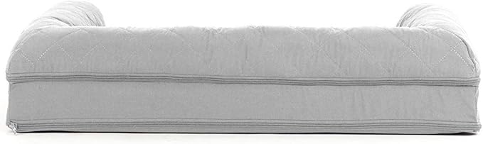 Furhaven Cooling Gel Dog Bed for Medium/Small Dogs w/ Removable Bolsters & Washable Cover, For Dogs Up to 35 lbs - Quilted Sofa - Silver Gray, Medium