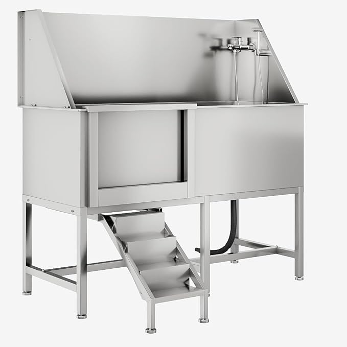 CuisinSmart 62" Dog Bathtub, Professional Dog Washing Station with Dog Wash Attachment, Dog Bath Pool for Outdoor, Indoor Shower and Grooming (Left Door)