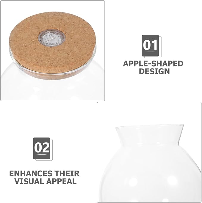 Fish Bowl with LED Light - Small Betta Fish Tank with LED Lighting and Lid Glass Fish Bowl Small Aquarium for DIY Landscape