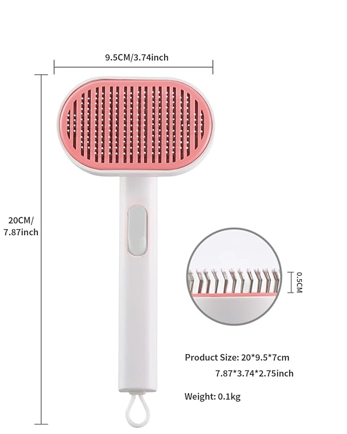 Cat Brush With Release Button - Self-Cleaning Sliker for Indoor Short Cats, Effortless Hair Removal, Gentle on Skin, Grooming for Shedding and Loose Fur