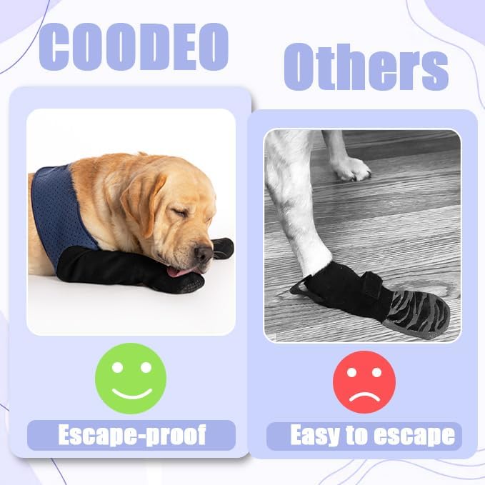 COODEO Dog Socks to Prevent Licking Paws, Dog Healing Boots & Paw Protectors with Non-Slip Bottoms to Protect Wounds, Waterproof Sleeve Dog Shoes for Licking (Blue, XL)
