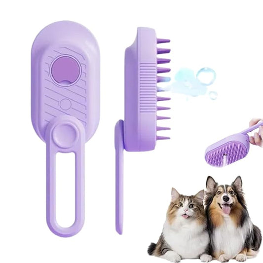 Cat Steam Brush 2025 New Pet Steam Groomer Comb, Painless Grooming Massage, 3 In 1 Water Brush for Cats Dogs (Purple)