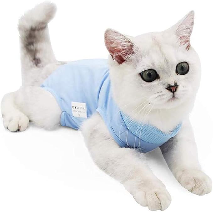 Cat Recovery Suit for Abdominal Wounds or Skin Diseases, Cat Onesie for Cats After Surgery Female Kitten Recovery Suit, Breathable E-Collar Alternative for Cats After Spay Anti Licking Wounds