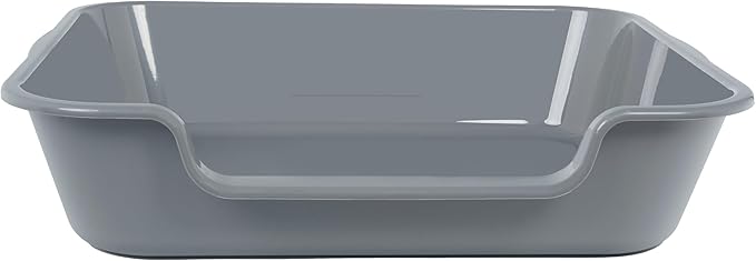 1 Pack of Extra Large Cat Litter Box (ABS Material), Low Entry Senior Litter Pen for Geriatric Kitty Big Cats, Jumbo Pet Safe Litter Boxes Tray for Indoor Pets Potty (Gray, 24" L x 20" W)