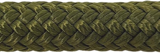 Double Braid Lead Rope with Eye Splice Loop, 12-14FT Lengths (Olive Green, 14 ft.)