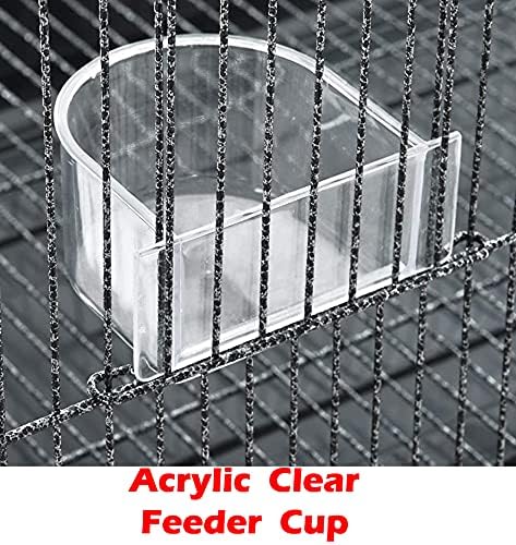 64" Extra Large Double Flight Bird Wrought Iron Double Cage Slide Out Center Divider Side Nesting Box Door Parrot Cage Cockatiel Conure with Removable Rolling Stand Storage Shelf