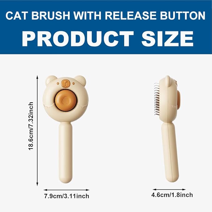 Cat Brush for Short or Long Haired Cats Dogs Rabbits, Cute Dog Brushes with Release Button for Massage and Removes Loose Fur, Dog Hair Brush Pet Grooming Deshedding Comb