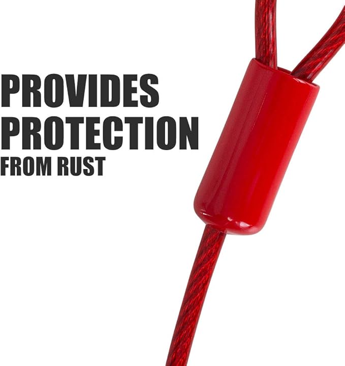 BV Dog Tie Out Cable 30 Feet - Heavy Duty Dog Lead Up to 125 Pounds - Reflective & Rust-Free with Quick Release Swivel Clips & 360° Rotating Clasp - Tangle-Free Dogs Runner for Yard (Red, Single)