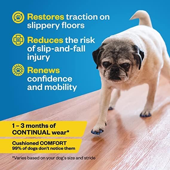 Dr Buzby's XSmall ToeGrips for Dogs - Instant Traction on Wood/Hardwood Floors - Anti Slip Relief - Grippers for Senior Dogs - Stop Sliding Instantly - Rubber Nails for Paws - 1 Pack (20 Grips)