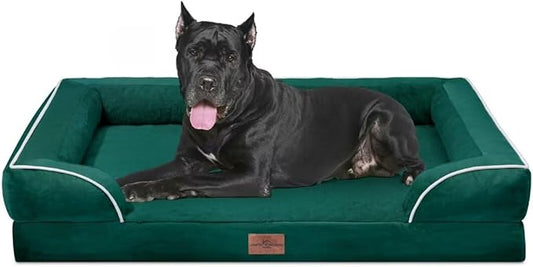 Comfort Expression Orthopedic Dog Bed Waterproof, XXL Dog Beds for Oversized Dogs, Washable Dogs Sofa Bed with Removable Cover & Non-Slip Bottom(XX-Large,Emerald)