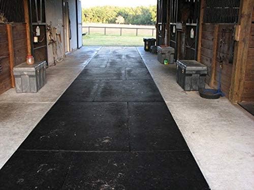 American Floor Mats - Heavy Duty Stall Tiles - Stable/Horse Tiles - Thick, Durable Rubber Flooring Solid Black 10' x 12' Set 3/8" Thick (30 Tiles Total)