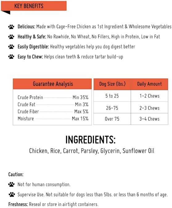 Chicken Dog Chew Chips, Puffed Human Grade Chicken Dog Treat, Rawhide Alternative, Easy to Digest 12pcs/Pack