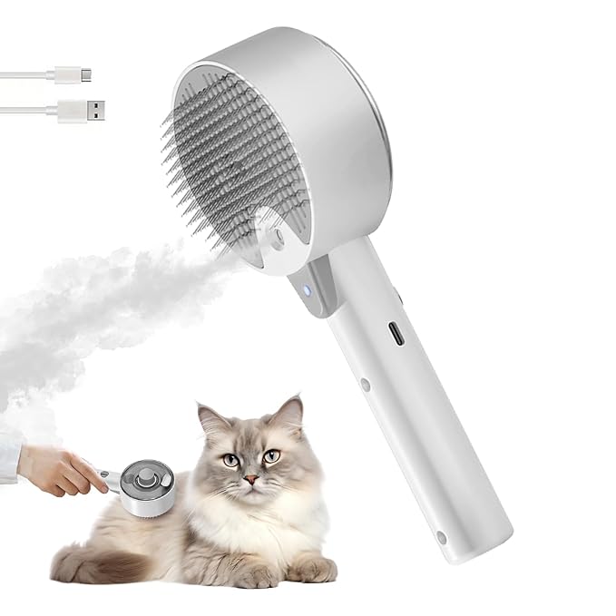 Cloud Care Cat Brush for Indoor Cat Steam Brush for Shedding Spritz Defur Comb for Cats Dogs Steam Brushes for Long Short Hair Cats Dogs Pet Steam Brushes for Massage Grooming Self-Cleaning