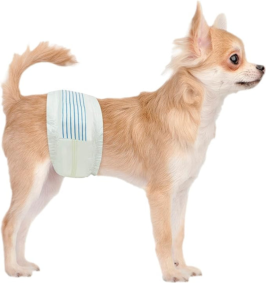 BV Dog Diapers Male X-Small (Waist 9-14 in) Super Absorbent - 50 Count Disposable - Doggie Diapers with Wetness Indicator - Adjustable Male Dog Wraps - Ideal for Incontinence/Training