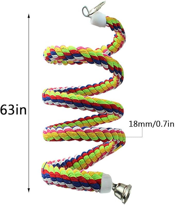 2pcs 63in Bird Perch Rope Bungee Parrot Toy - Pure Natural Cage Chewing Toy