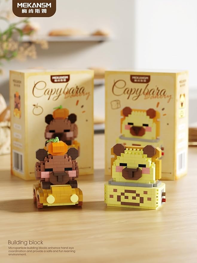 Caterpillar Sausage Buns Cute Capybara Baking Bread Series Mini Building Toy Kawaii Animals Set Micro Adorable Pet Buildings Small Bricks Gifts Toys