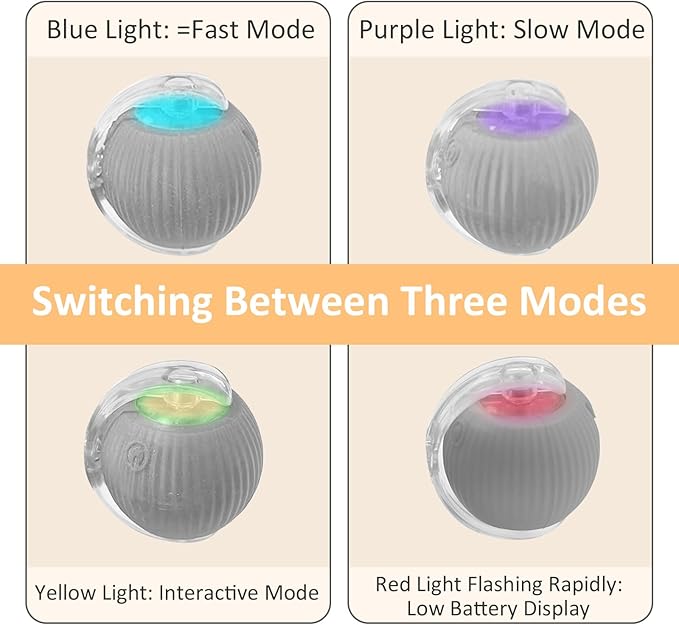 Chewie Viral Rolling Ball, Interactive Cat Toys Ball for Indoor, Cats Interactive Self Rolling Ball Dog Ball Automatic Cat Toy 360° Smart Automatic Rolling Pet Ball (Grey)