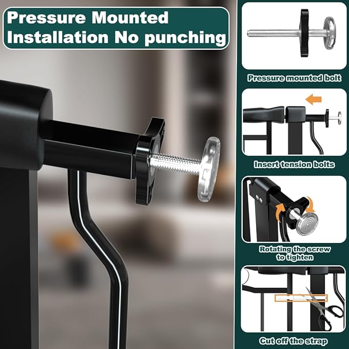 Extra Wide Baby Gate 67.3-81.1 Inch, Pressure Mounted Dog Gate Indoor, Walk Thru Pet Gate for Cat Dog Child,Pet Gates for The House Stairs Doorway Black