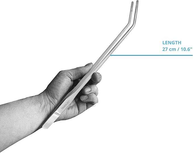 2 Pcs 10.6 Inches Heavy Duty Reptile Feeding Tongs, Long Aquarium Tweezers, Straight and Curved Long Tweezers for Aquarium and Terrarium
